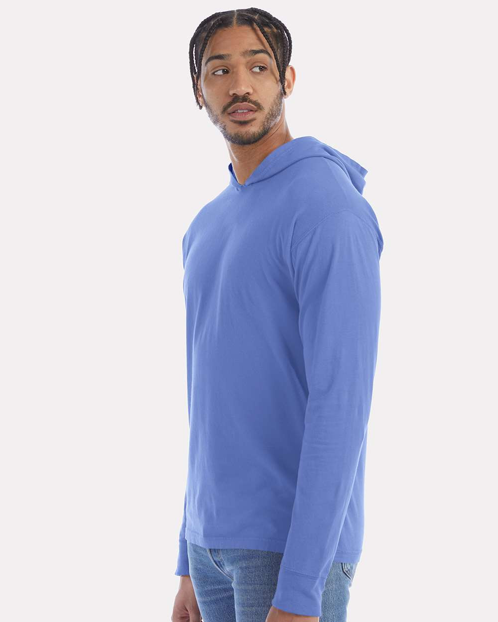 Comfortwash By Hanes Men Garment-dyed Hooded Long Sleeve T-shirt Forte Blue Med