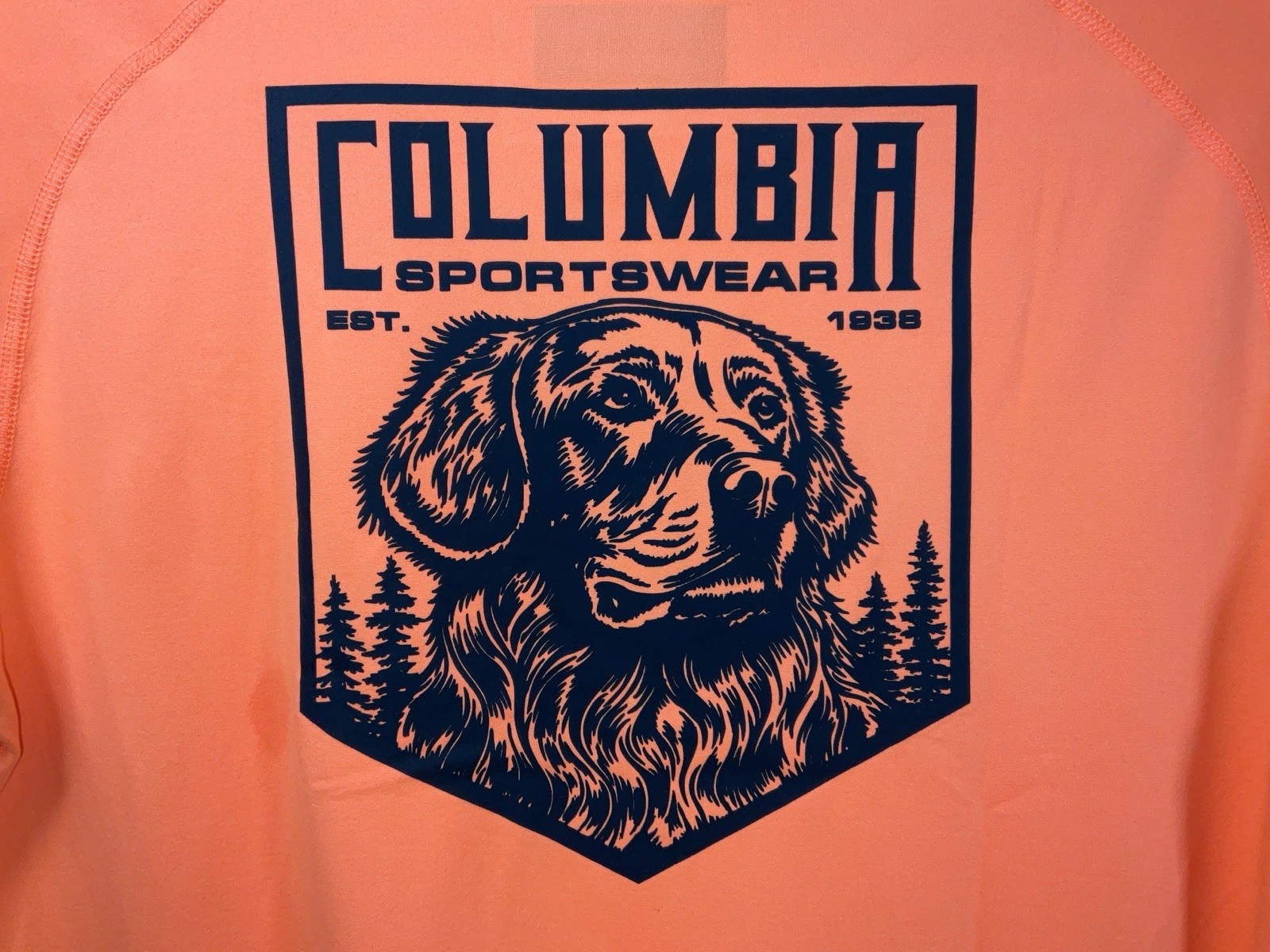 NWT Men’s Columbia Dri-Fit Bound Best Friend Dog Graphic Shirt Orange Medium