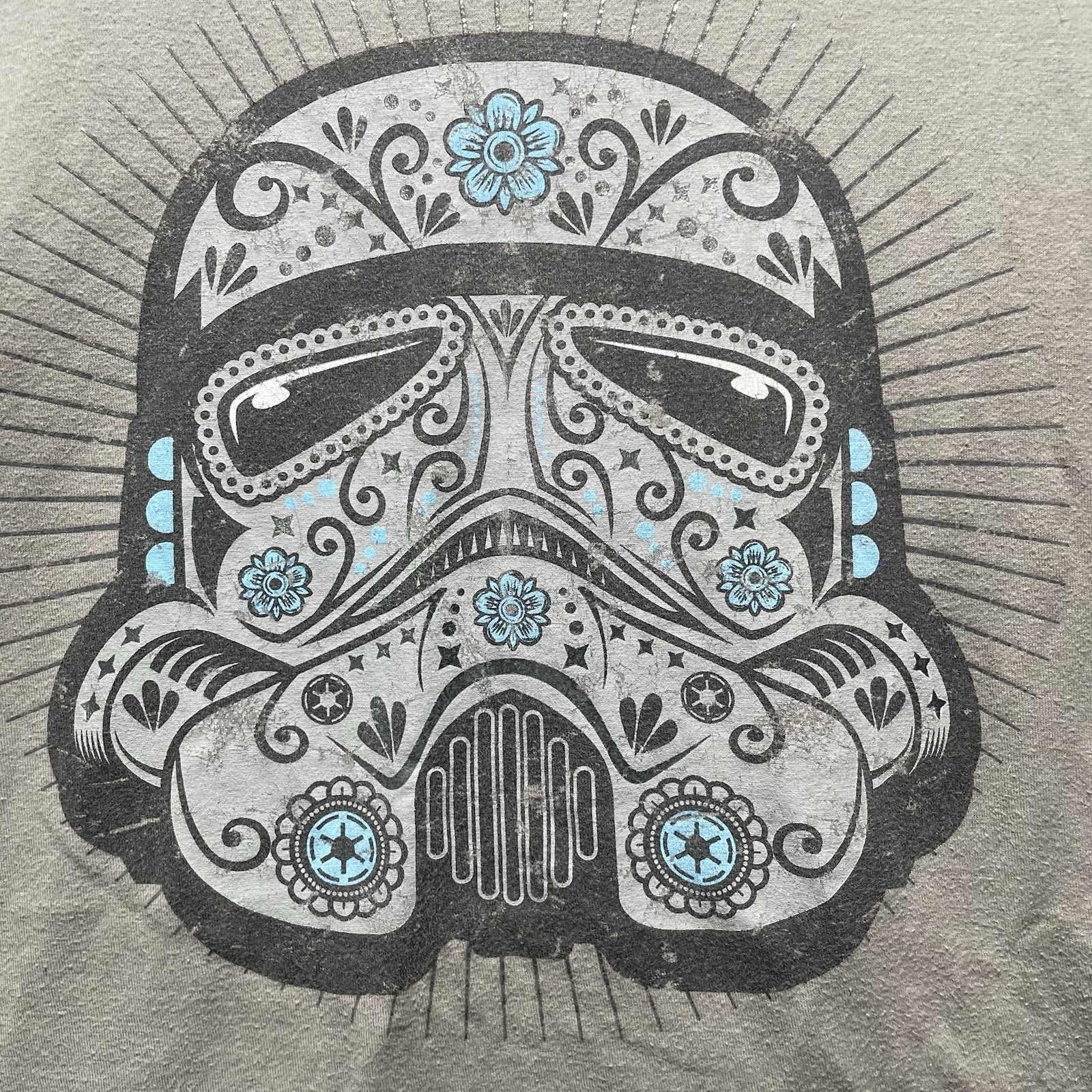 Darth Vader Sugar Skull T-shirt Men 2XL Disney Parks Gray Star Wars 100% Cotton