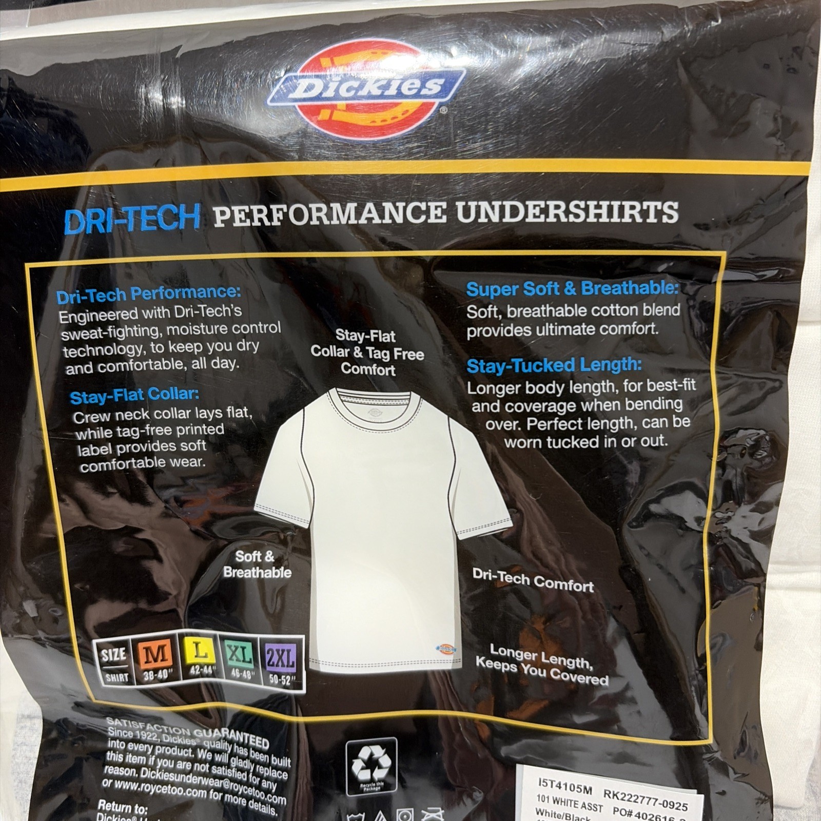 Dickies Dri Tech Performance Work 5 Short Sleeve Undershirts Size M New Colors