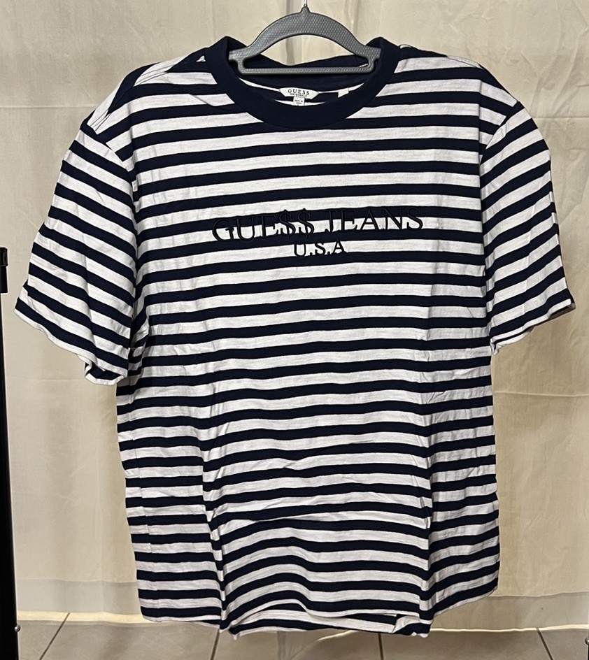 Guess Jeans x ASAP Rocky Men’s Stripped T-shirt Size L Blue