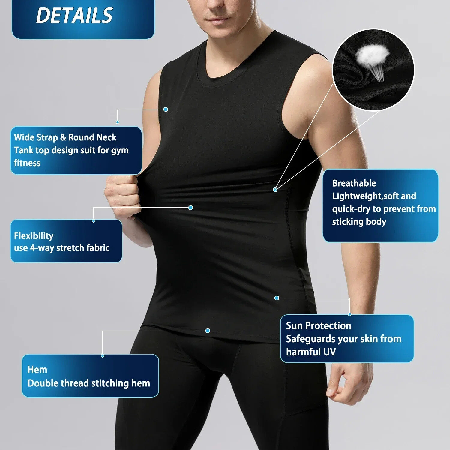 Men’s Workout Tank Tops Sleeveless Gym Bodybuilding Fitness Muscle Tee Shirts