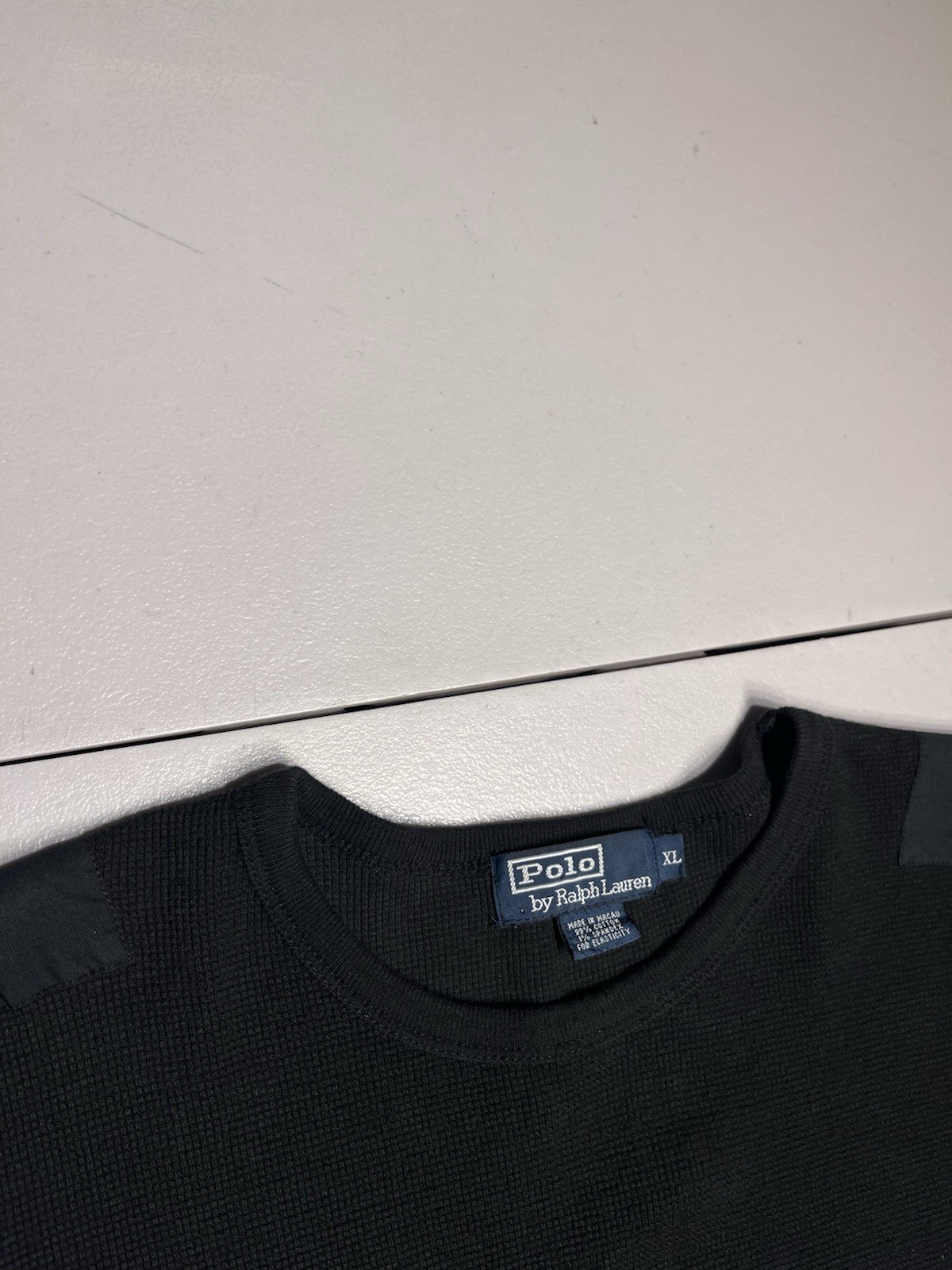 Polo Ralph Lauren Shirt Men’s XL Black Shoulder Patches Long Sleeve Army Cotton