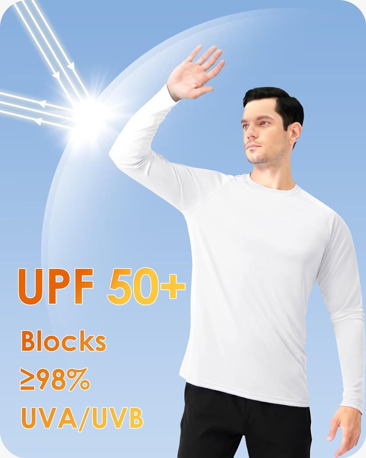 Men’s UPF 50+ Sun Protection UV SPF Shirts Long Sleeve Lightweight Quick Dry Tee
