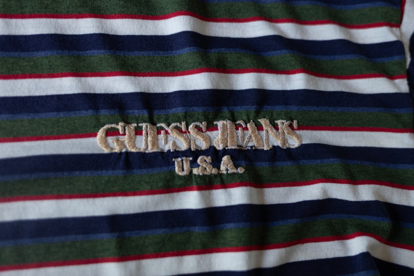 Guess Jeans 80s/90s Vintage Crewneck Stripe EUC Single Stitch Cotton Size XLarge