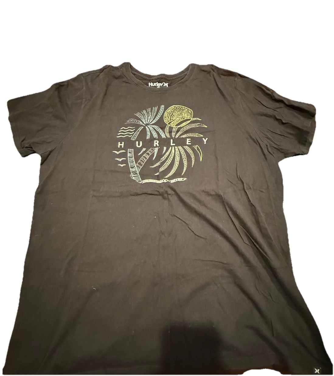 Hurley Palm Tree Graphic T Shirt Mens XXL Black Surf Beach Cotton Tee