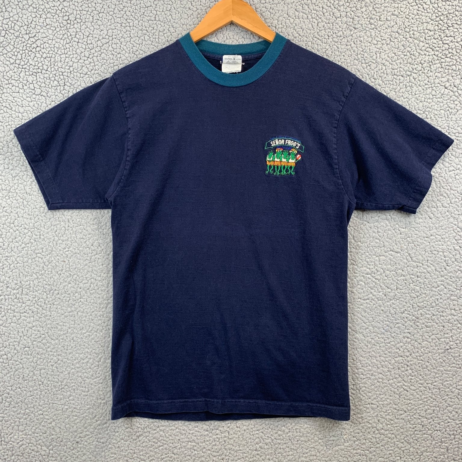 Vintage Sideout T-Shirt Men’s Navy Blue Teal M 100% Cotton Ringer Señor Frog’s