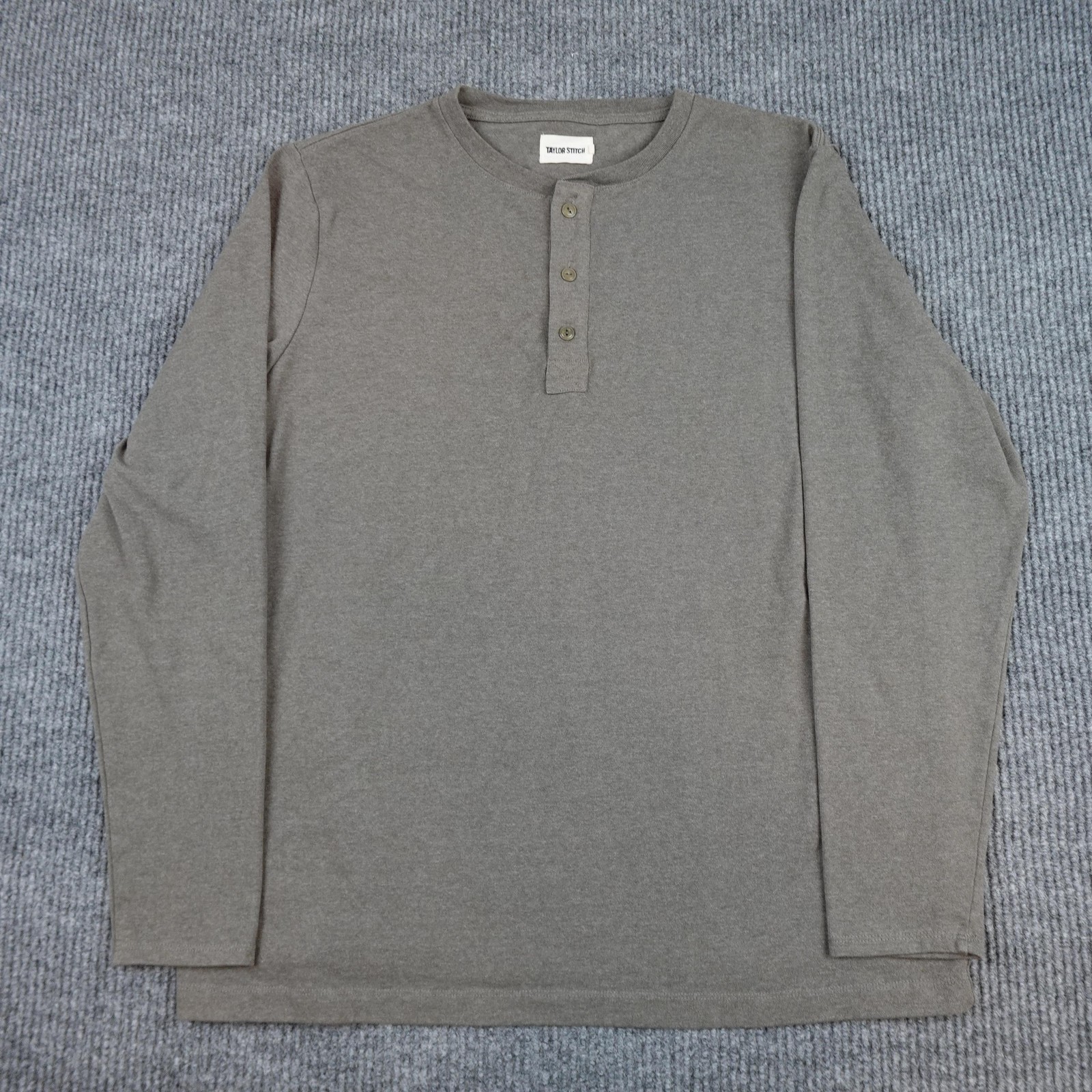 Taylor Stitch Shirt Mens 46 Brown Long Sleeve Henley Recycled Cotton Tee Casual