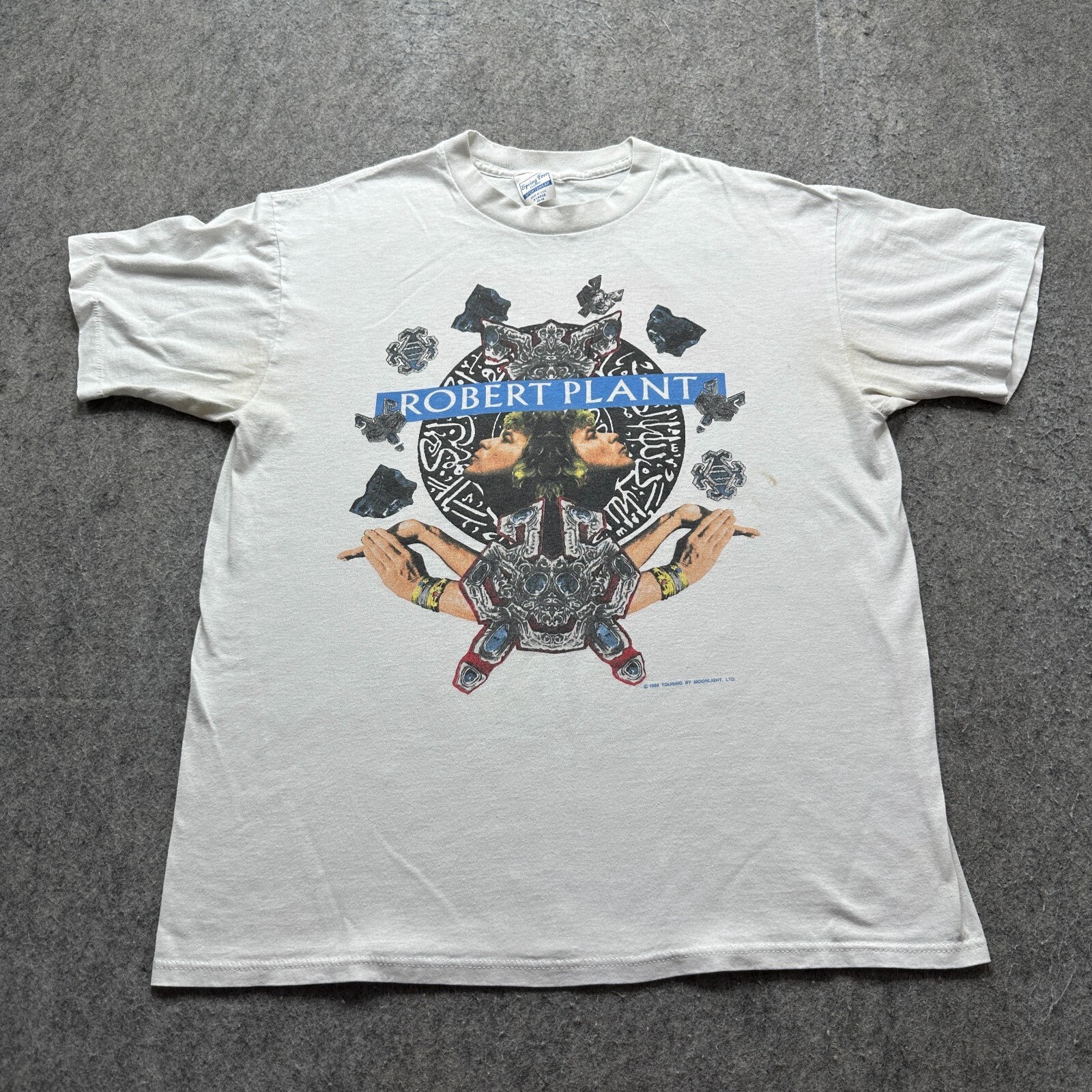 Vintage Robert Plant Non Stop Go Tour Shirt Men XL White 1988 Spring Ford