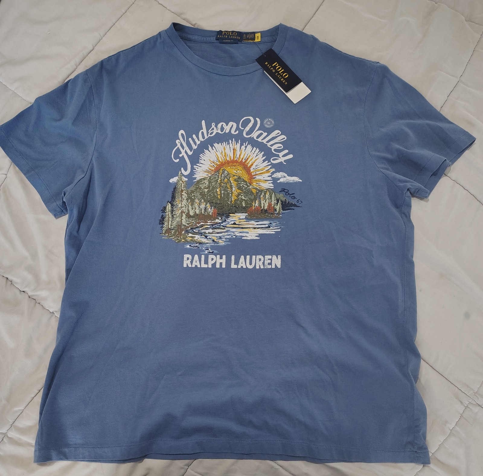 Polo Ralph Lauren Hudson Valley Graphic T-Shirt Blue Classic Fit XL NWT Soft…