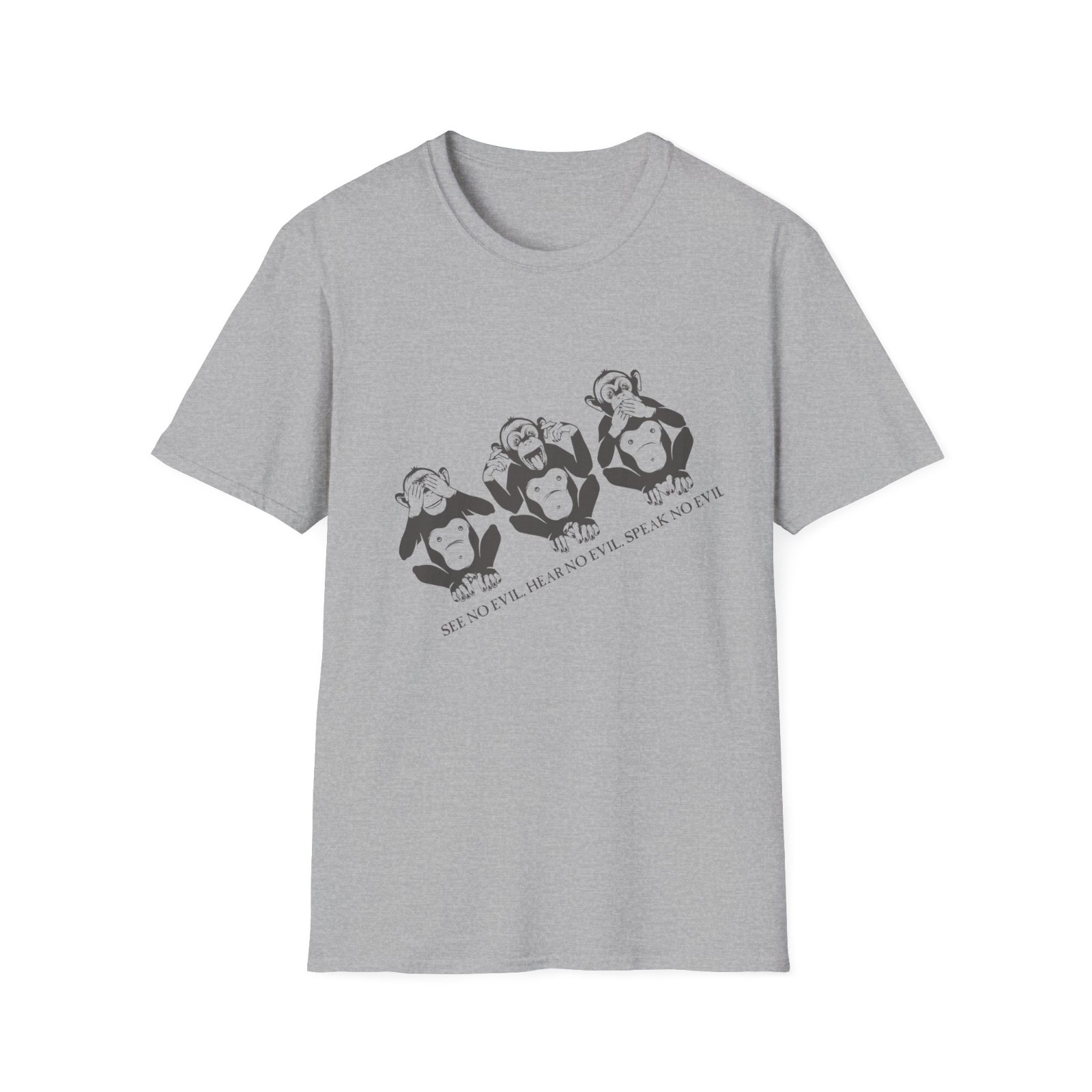 Three Wise Monkeys T-Shirt Funny Graphic Tee See No Evil Hear No Evil Unisex