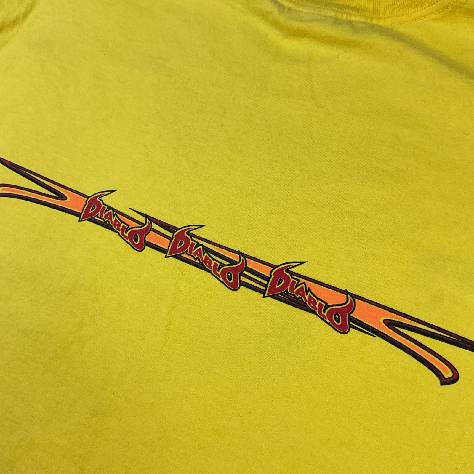Vintage Diablo Paintball T-Shirt Men Sz XL Y2K Graphic Crew Yellow Short Sleeve