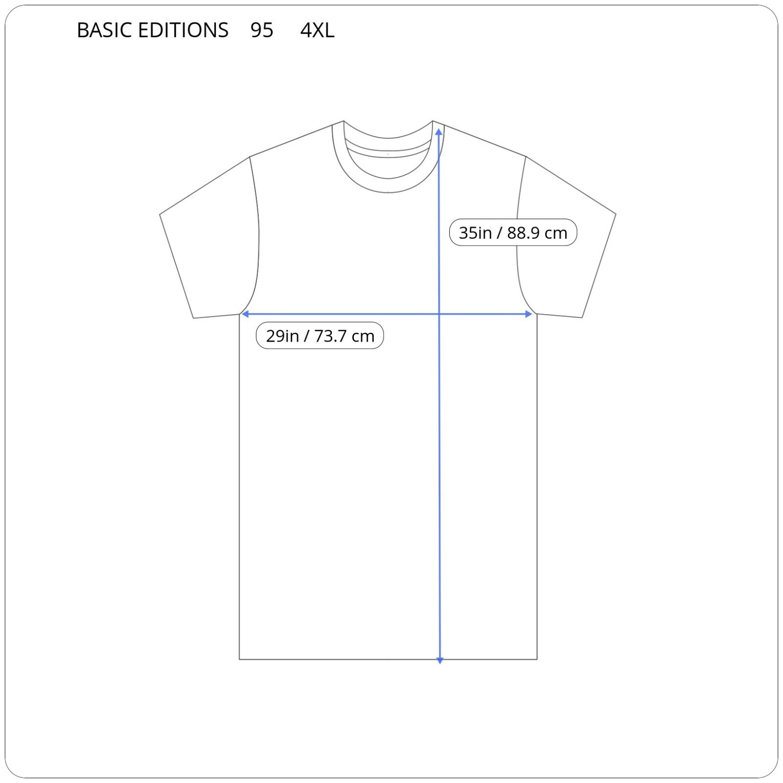 Basic Editions Men’s 4XL Blue White Striped T-Shirt Crew Neck Cotton Big & Tall