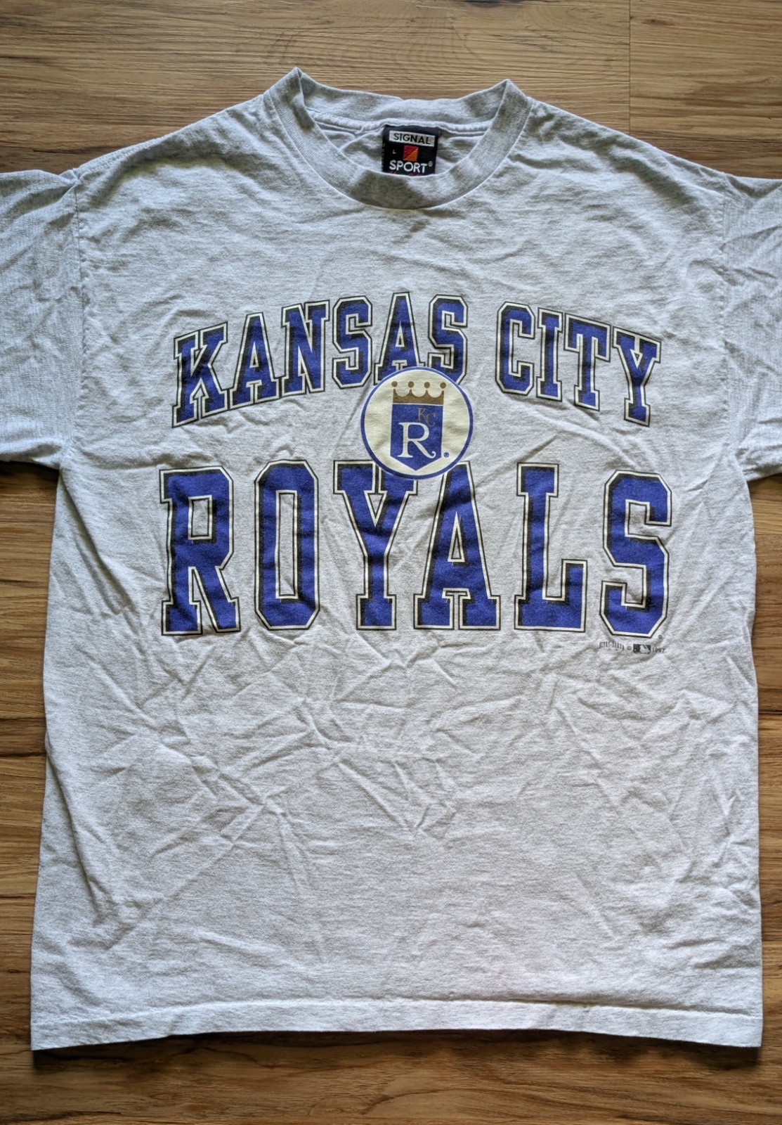 Vtg 90s Kansas City Royals T Shirt Signal Sport Mens L Gray 1997 Baseball MLB