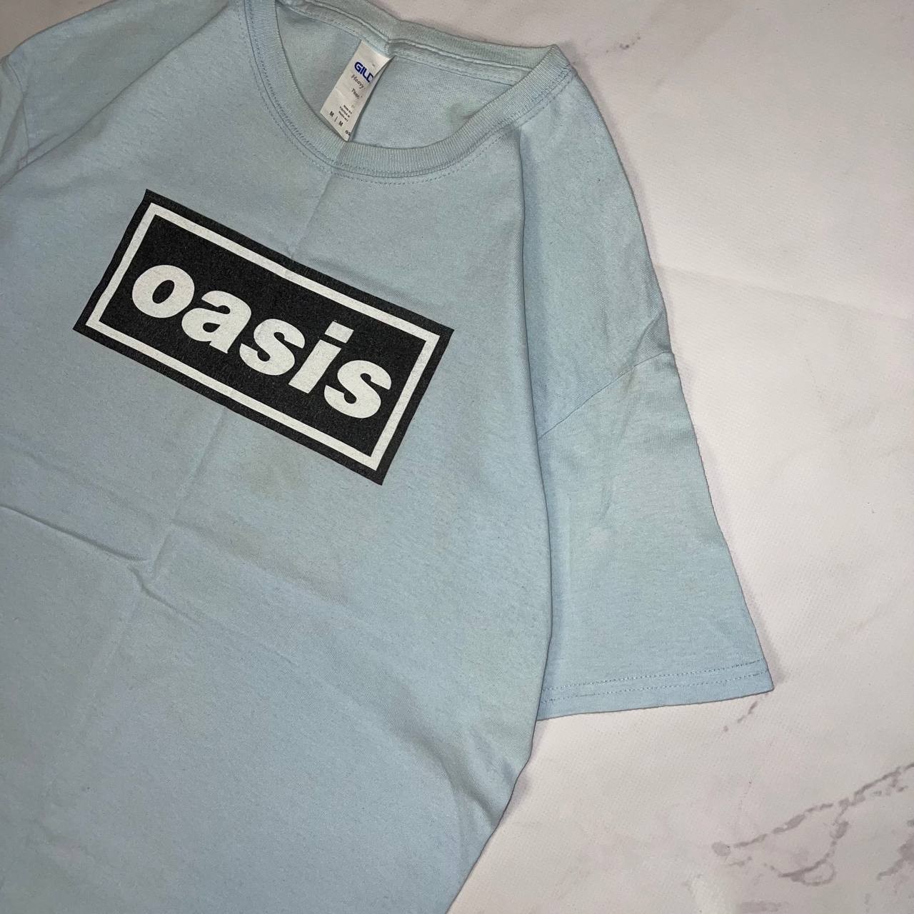 Vintage T-shirt Oasis Classic Band Logo Blue Size M Y2K Casual tee