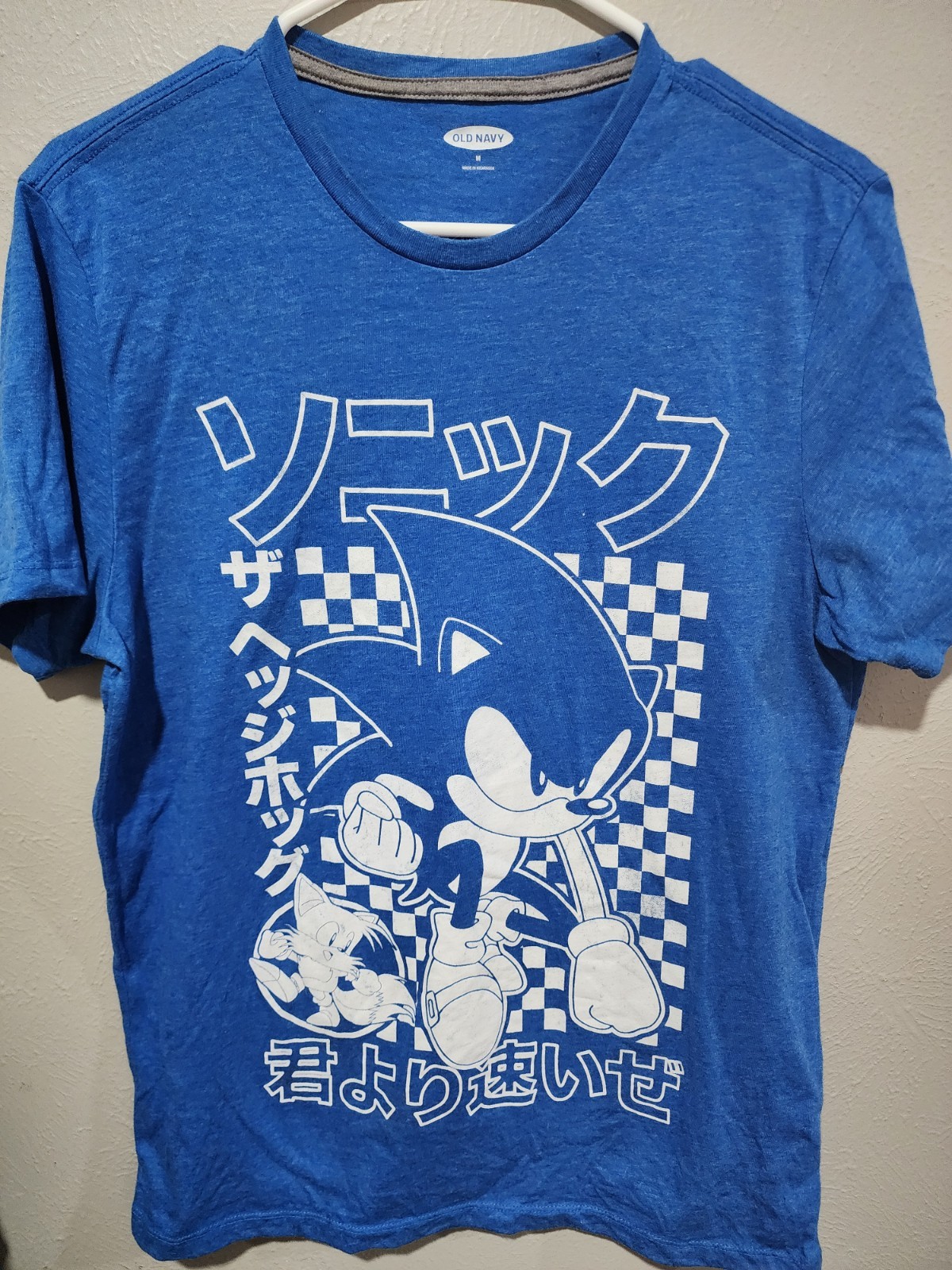 Old Navy Sonic the Hedgehog Graphic Tee Blue Size Medium Y2K Gaming Anime