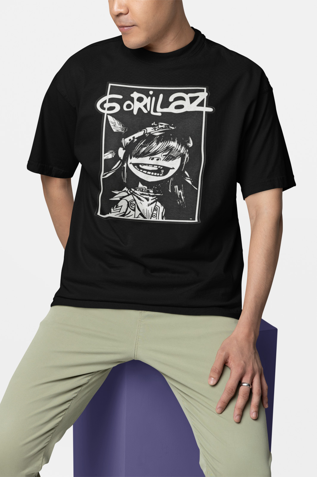 Gorillaz Style Graphic T Shirt Black Alternative Music Art Tee Unisex