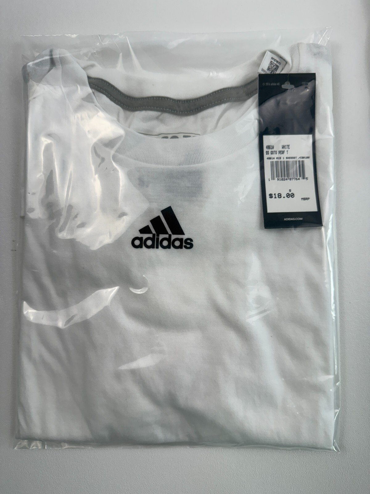Adidas Men Short Sleeve Crew Neck The Go To Performance Tee White S NWT