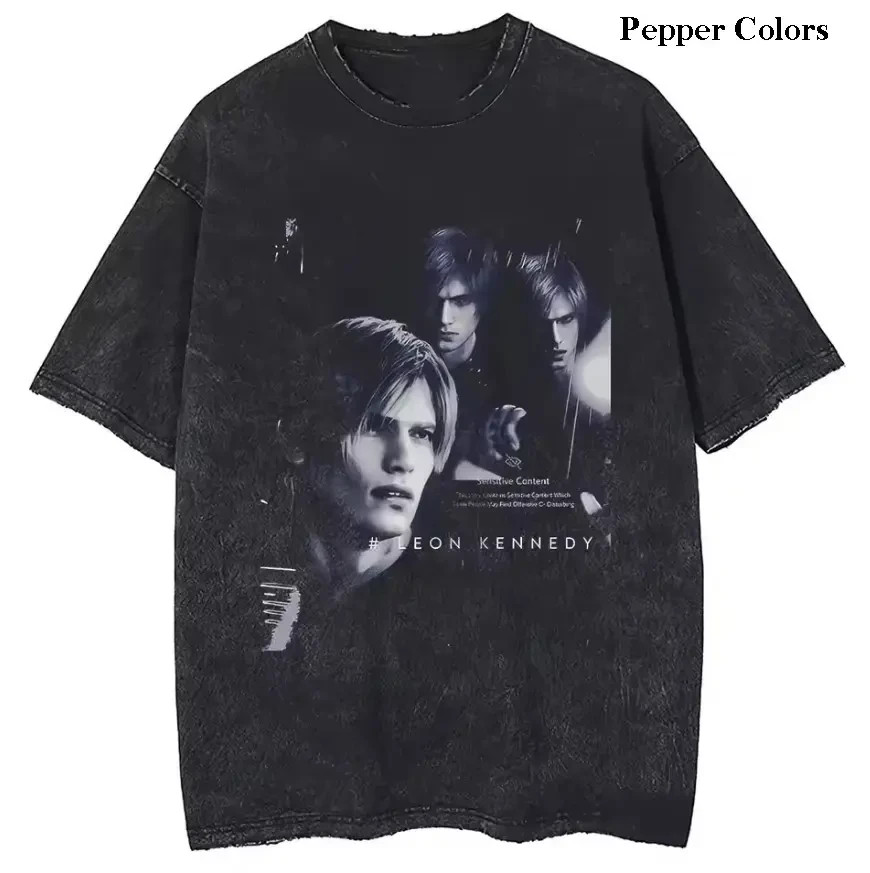 Leon Kennedy Triple Portrait Graphic Tee, Resident Evil Dark Aesthetic Shirt