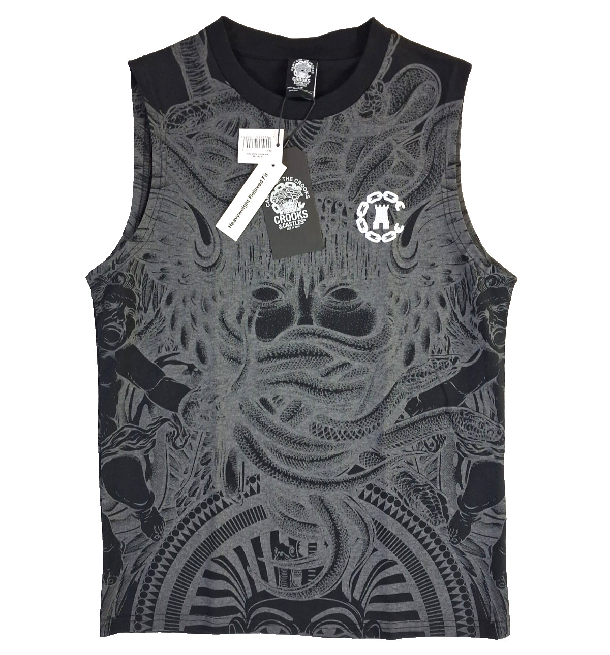 Crooks & Castles Football Medusa Muscle Tank Shirt Small Oversized Heavyweight
