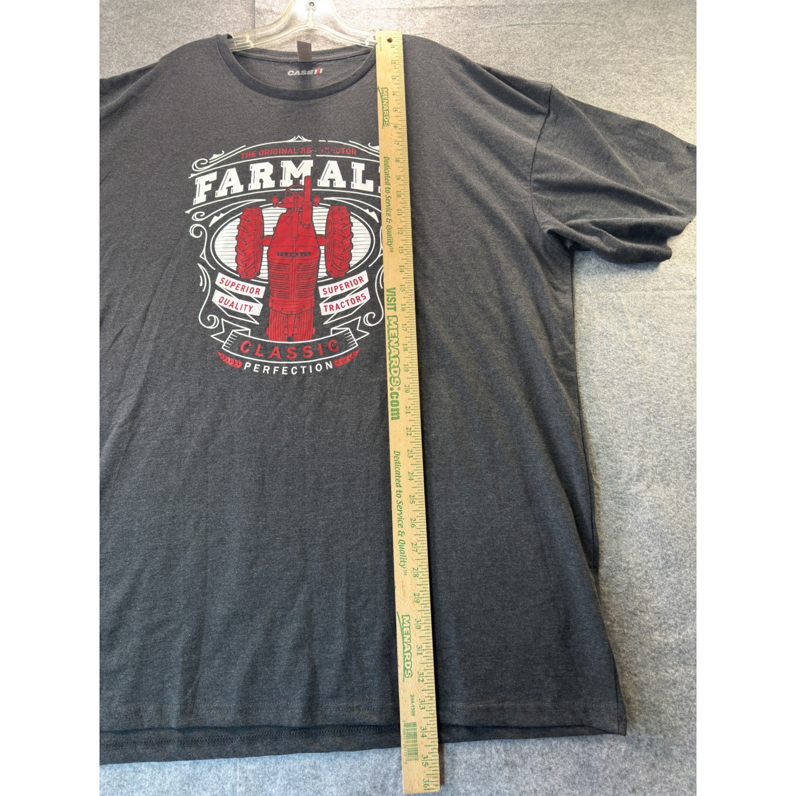 Case IH Farmall Tractor T-Shirt Mens 3XL Tall Gray Graphic Short Sleeve Tee