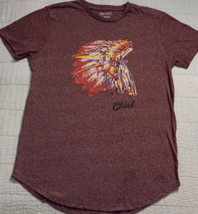 Men’s Medium Carbon Longer Length Grafic Chief Head T Shirt