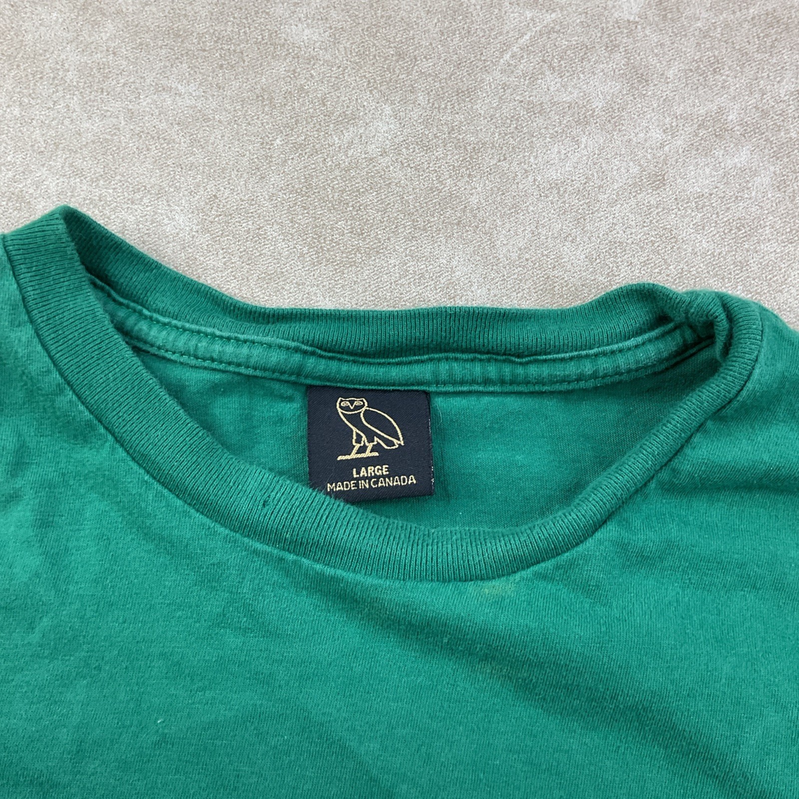 OVO T-Shirt Men Sz L Forever October’s Very Own Drake Owl Green Owl Double Sided