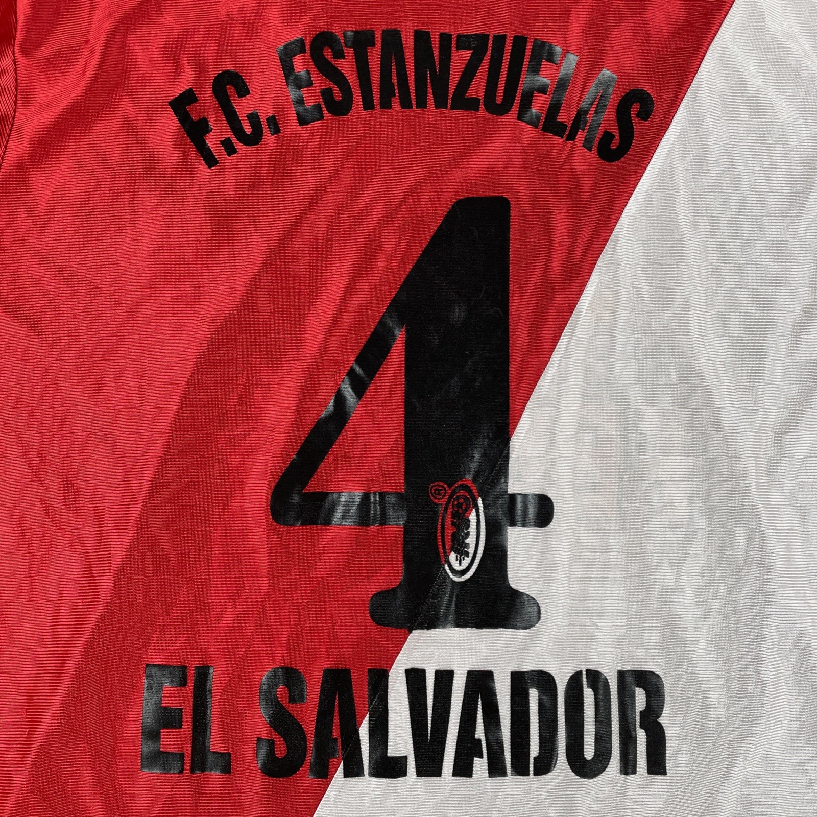 Vintage F.C. Estanzuelas Futbol Club El Salvador XL Red Jersey #4 ASM Fed-com