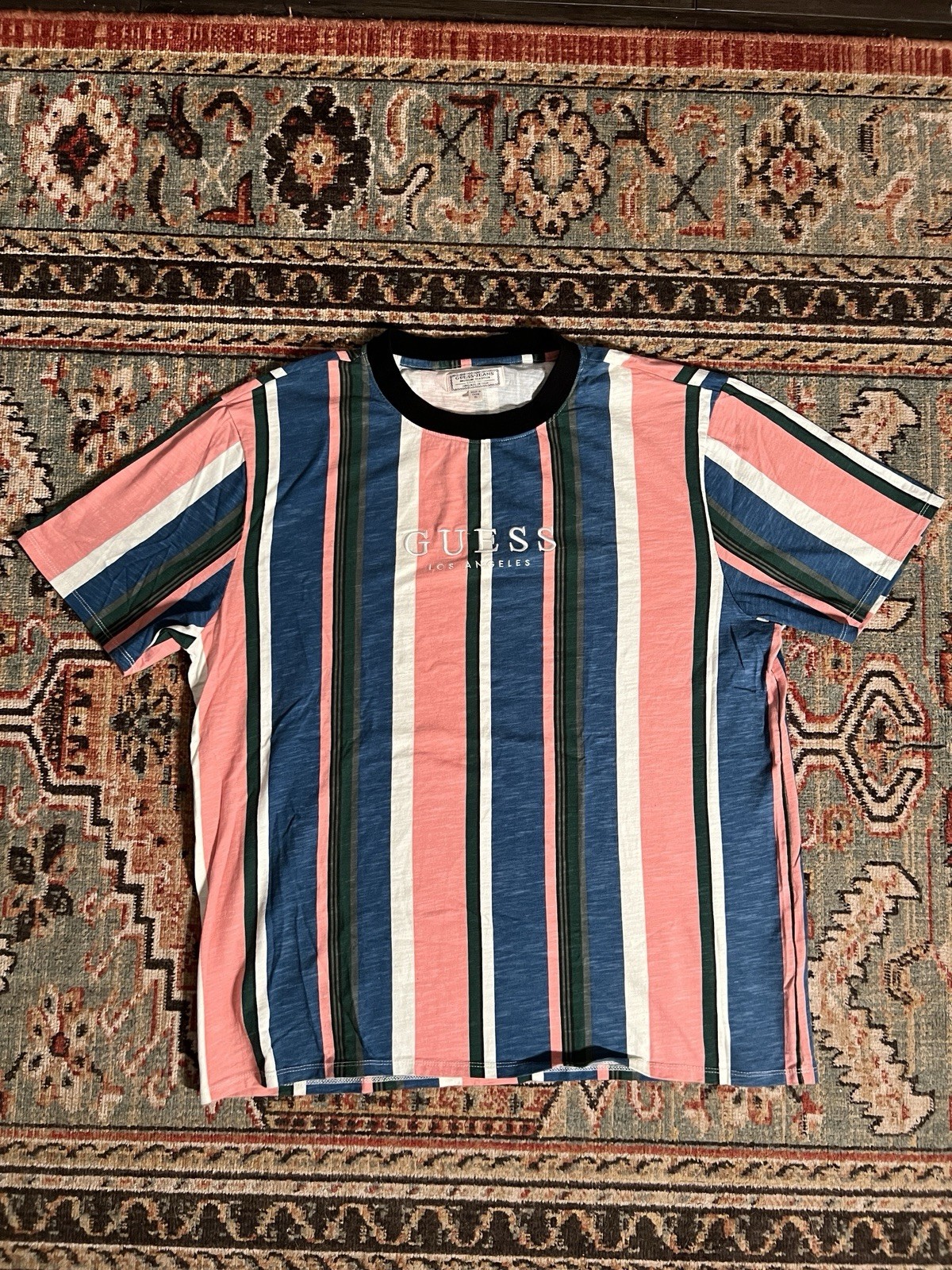 Guess Jeans Mens Short Sleeve Striped Vintage T Shirt XL