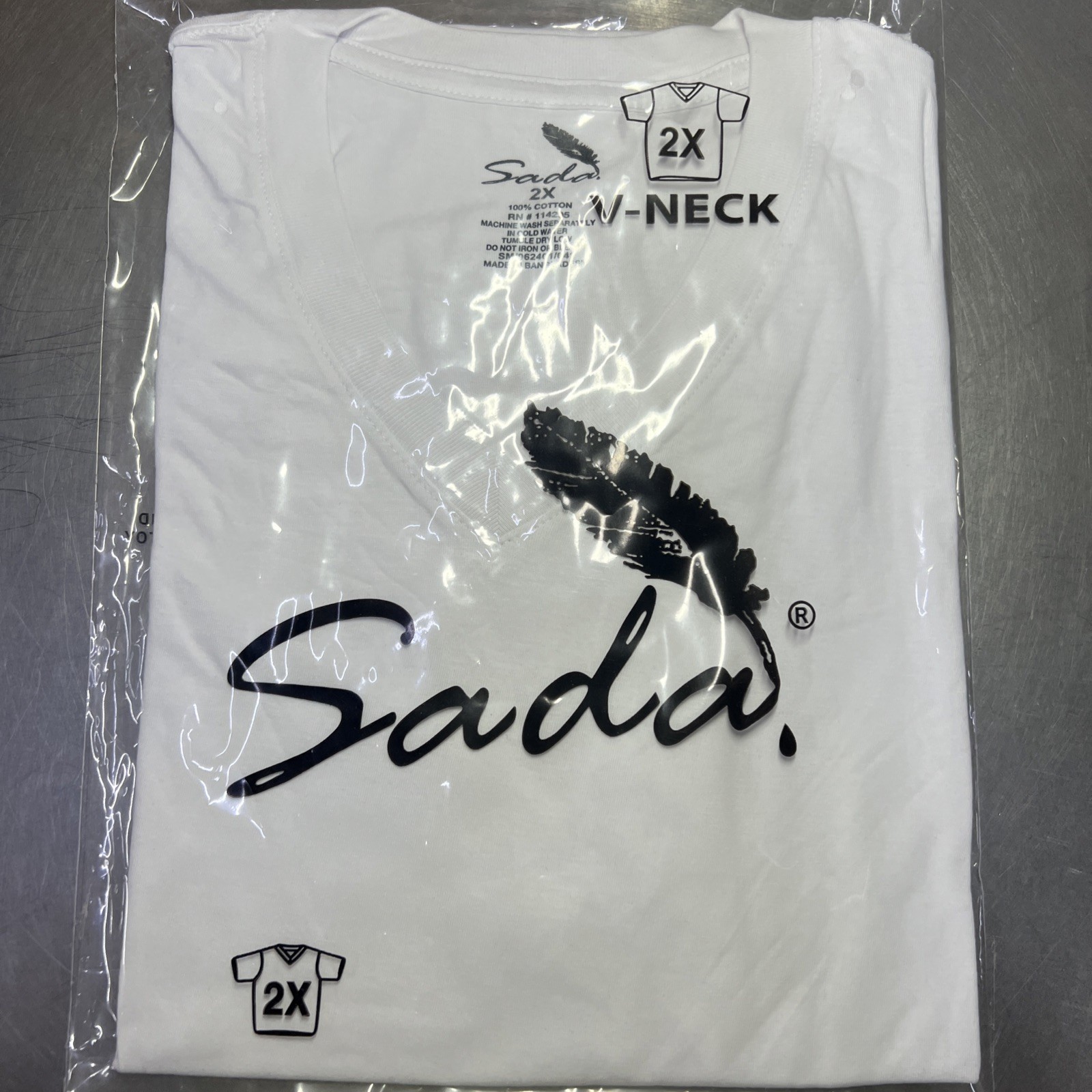 Sada Shirt Short Sleeve White Color V Neck 2x Sizes Can Be Mix and Match S_6x