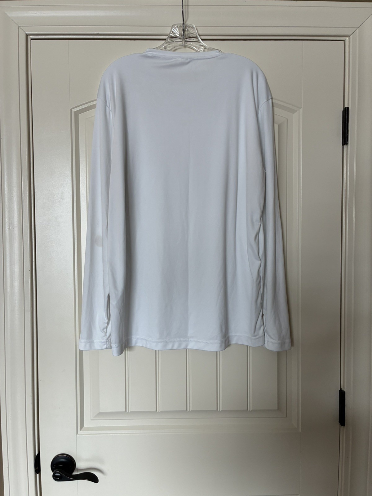 Sport-Tek Men’s White Long Sleeve Moisture Wicking Dry Fit Tee Sz L ST350LS