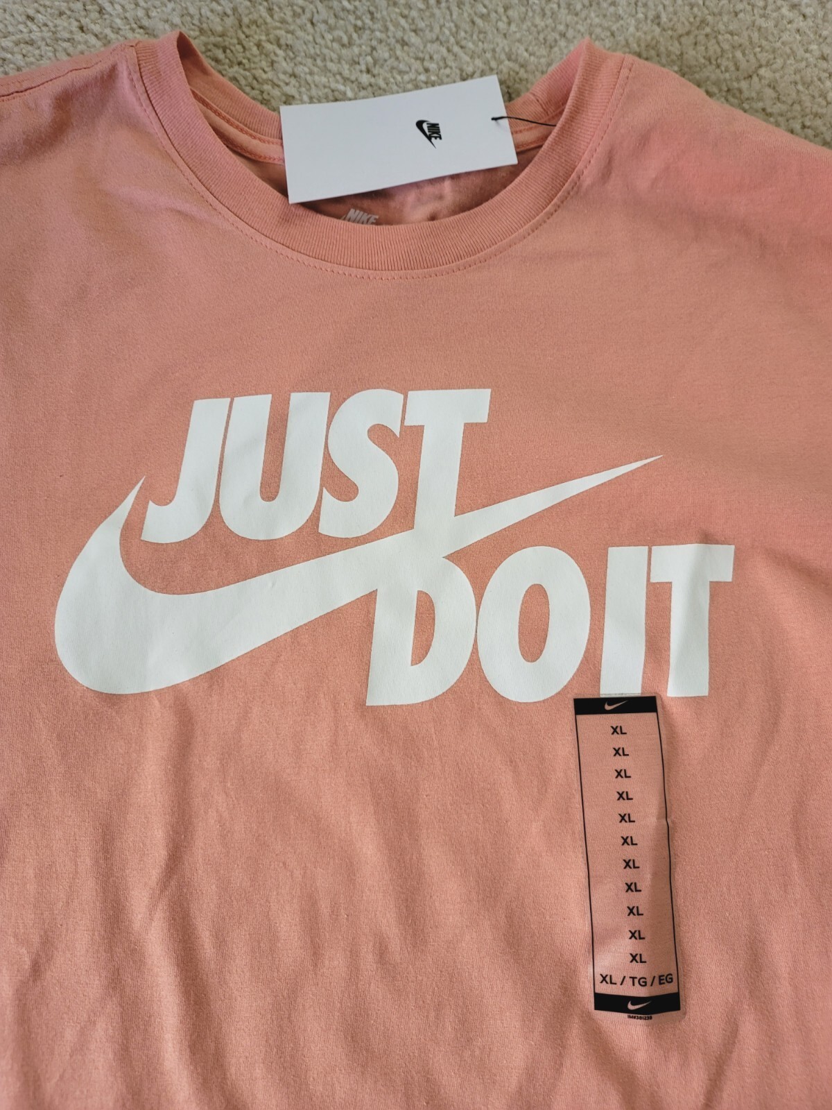 NWT Nike Sportswear JDI Just Do It Tee, light salmon AR5006-824