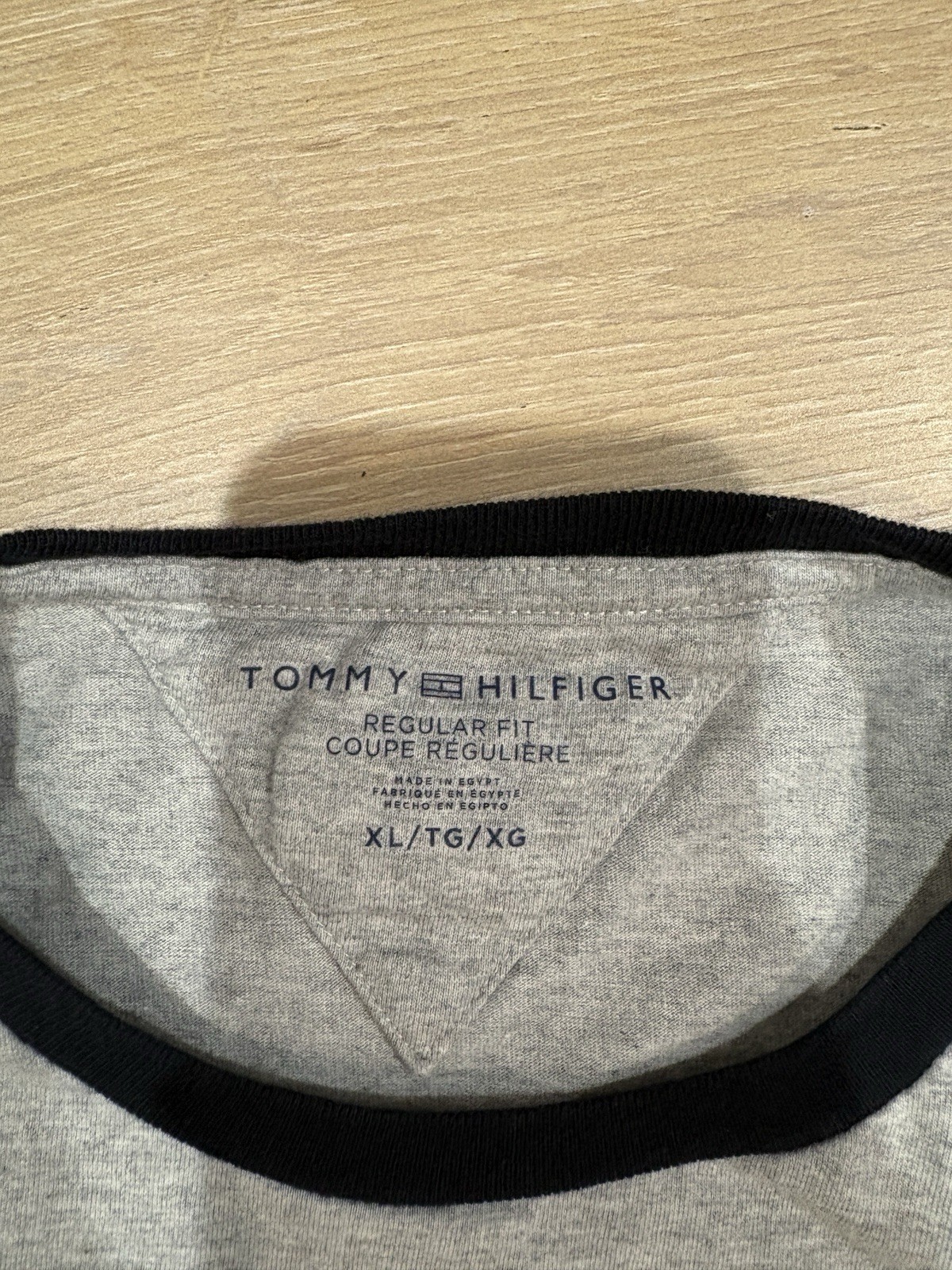Tommy Hilfiger Gray Graphic Logo Stripe T-Shirt XL Crew Neck Short Sleeve
