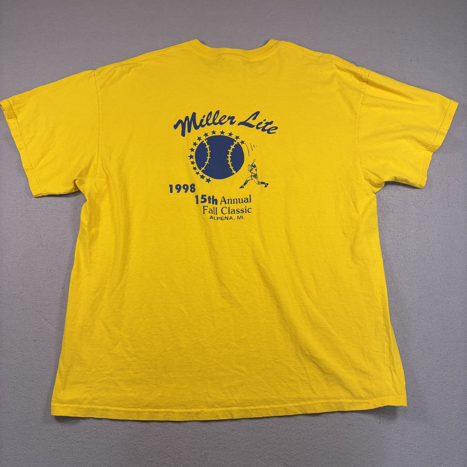 Delta Pro Weight T-Shirt Men’s XXL Yellow Miller Time Beer Promo Spellout