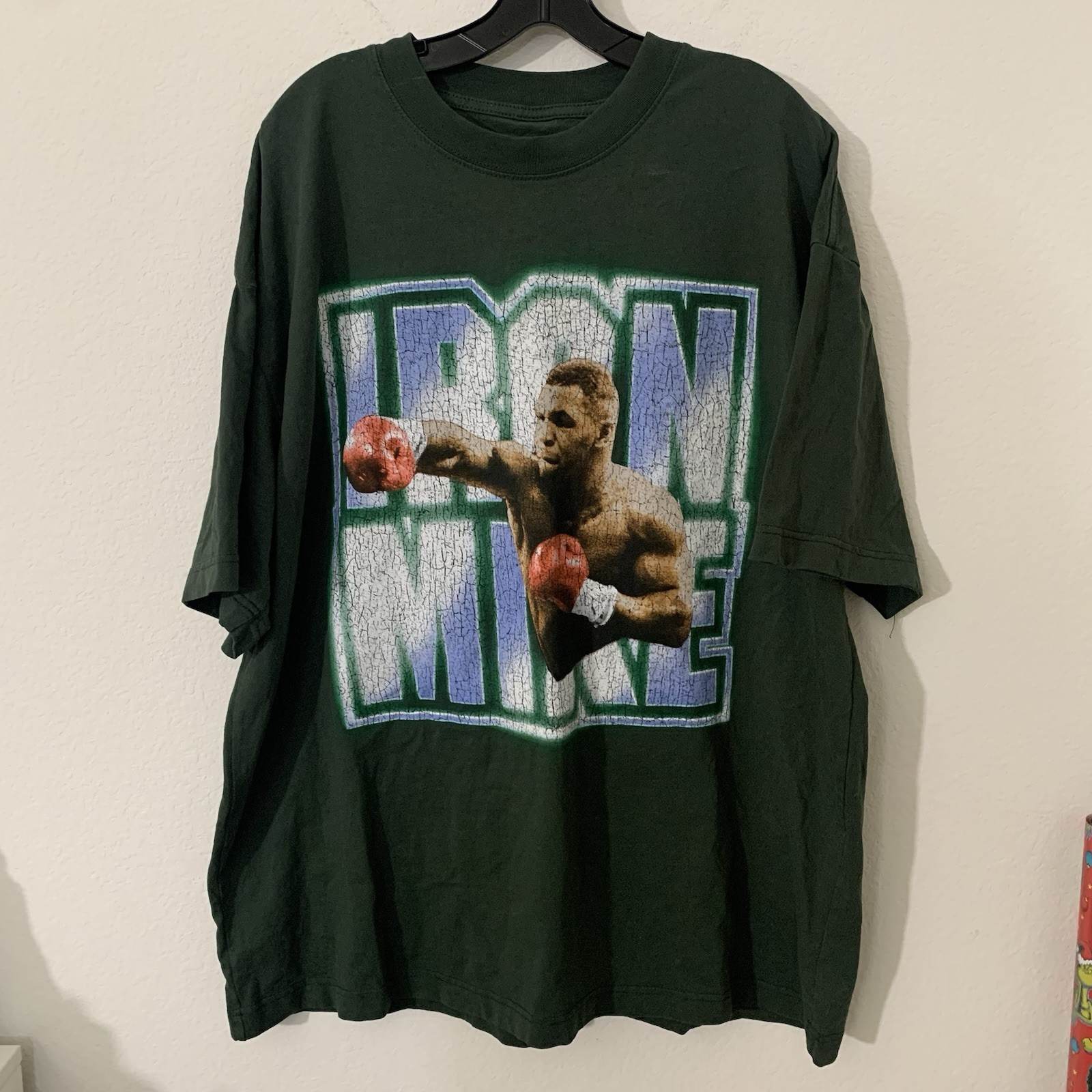 Mike Tyson Men’s Shirt 2XL Green Iron Mike Graphic Print Short Sleeve