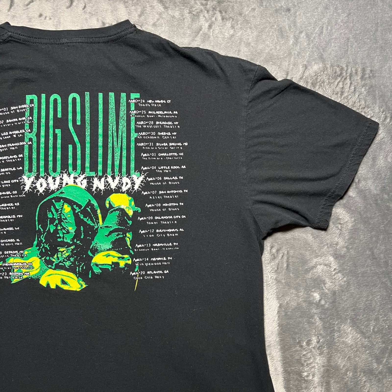 Young Nudy Shirt Black Big Slime 2023 Rap Tour Dates Concert Graphic Tee Mens XL