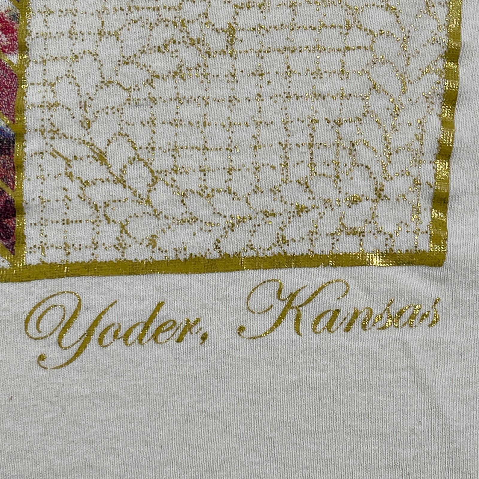 Vintage Y2K Yoder Kansas Quilt Star Pattern Shirt Medium 20×26 Crossroads Design