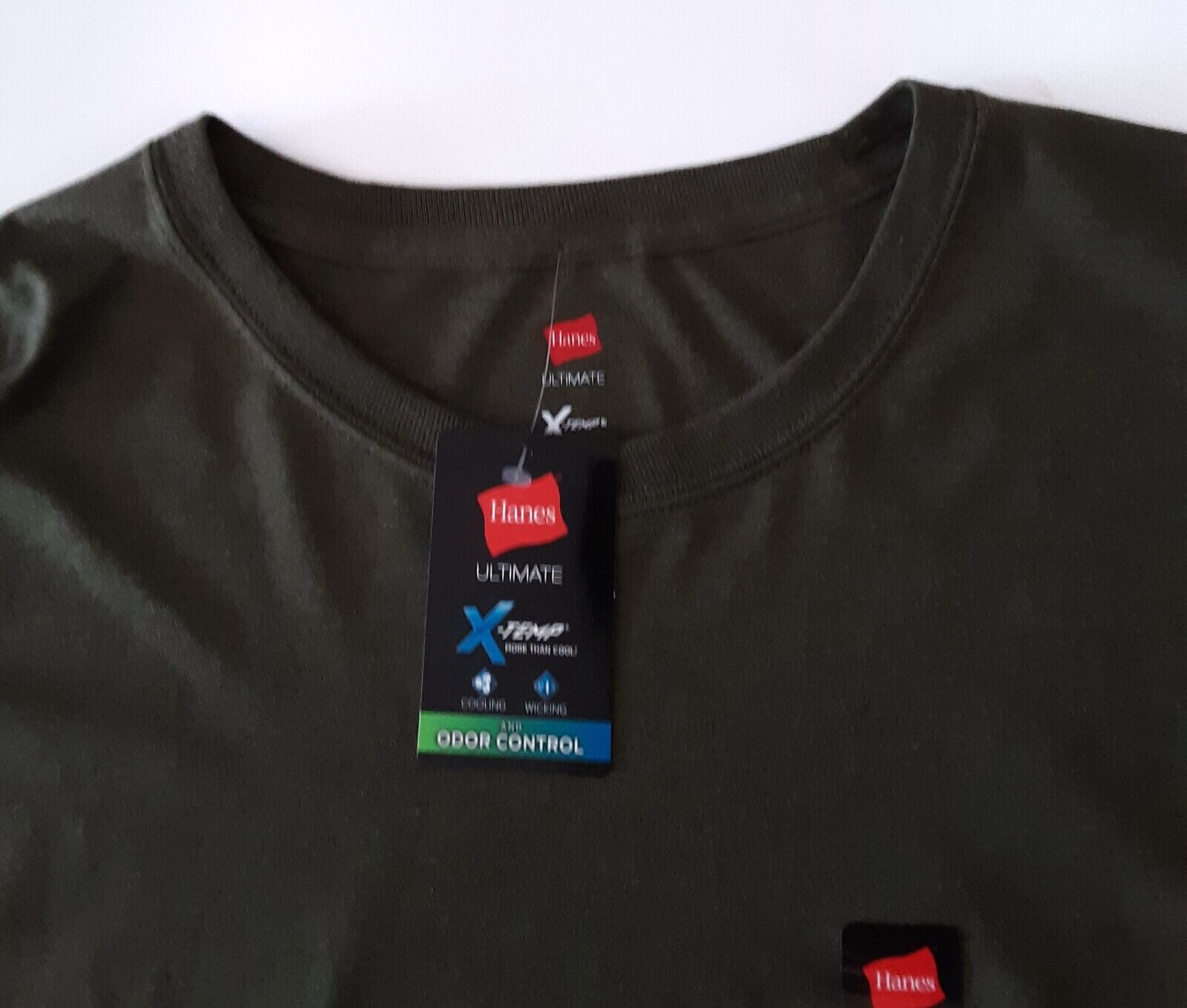 Hanes Mens Ultimate X-Temp T-Shirt Size XL Crew Neck Short Sleeve Heather Green