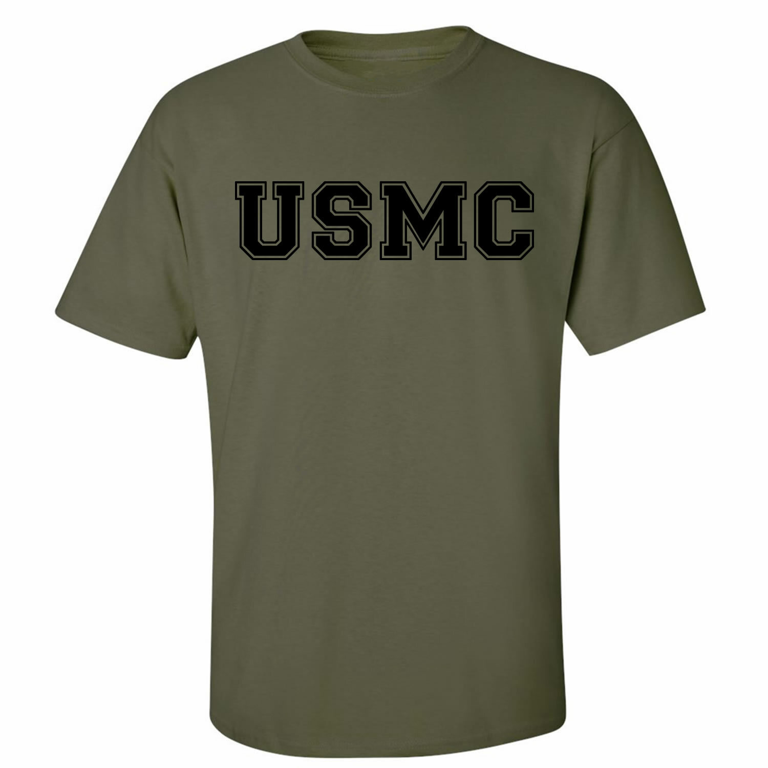 “USMC” Athletic Marines S/S T-Shirt in Military Green – Adult Small to 5X