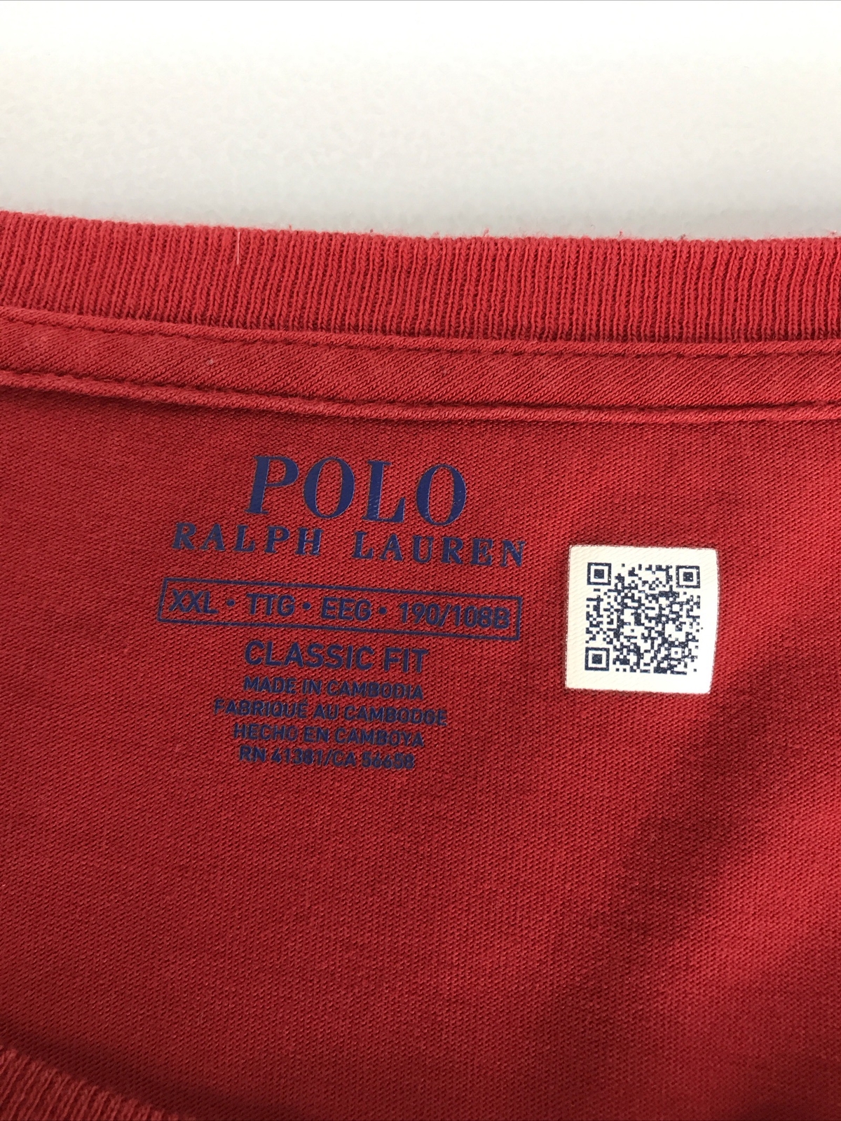 Polo Mens Graphic T-Shirt Red Big Logo Sz XXL Casual Pullover W/Stains See Pics