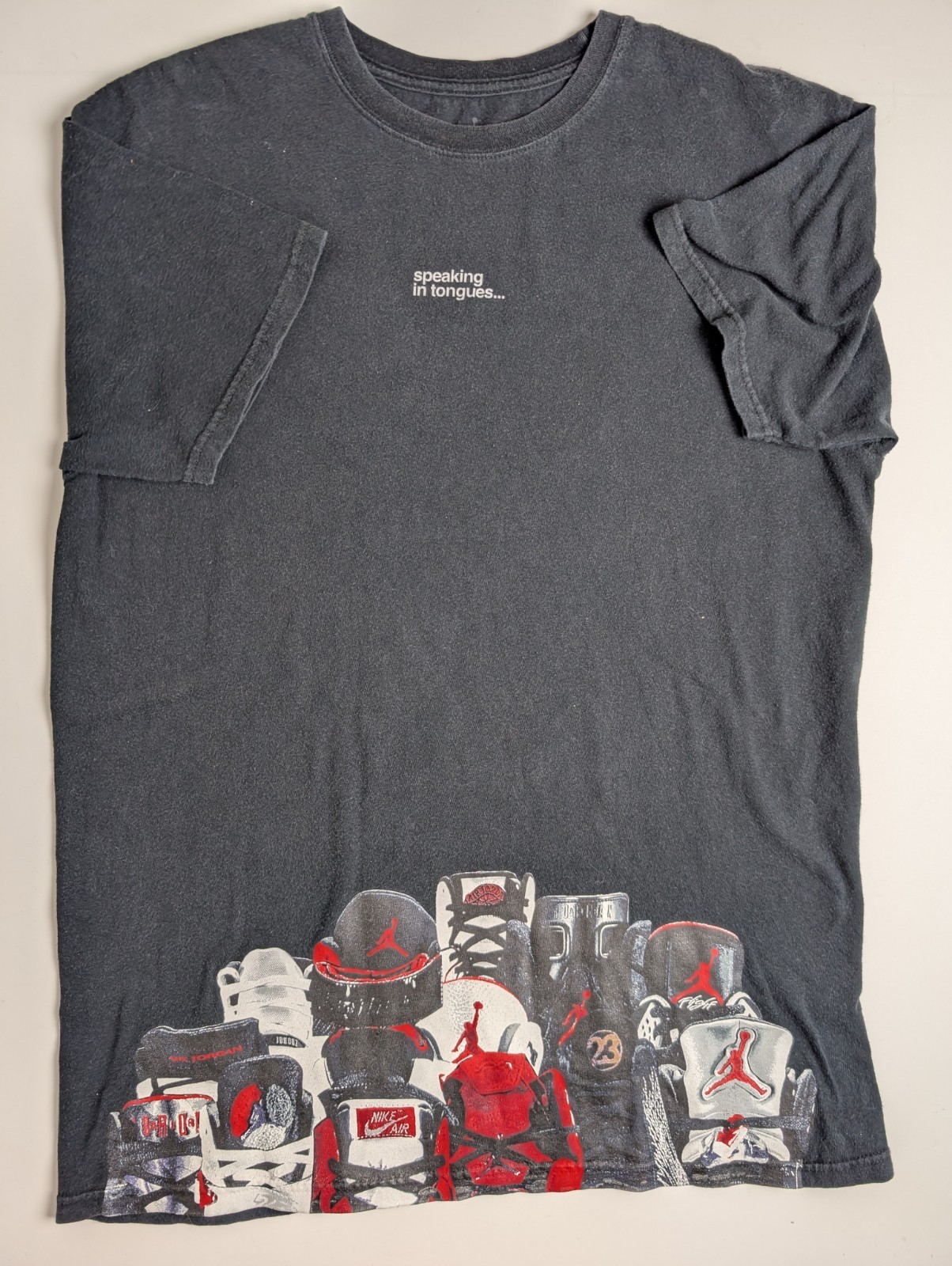 Nike Jordan “Speaking in Tongues” Sneaker Graphic T-Shirt Black Size L