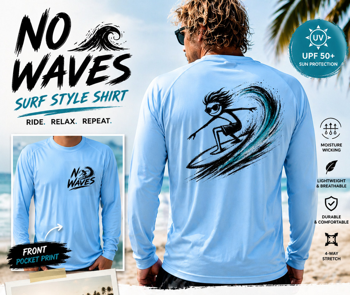 Surfer Tee Surfing Life Long Sleeve UPF 50 T-Shirt Sport Beach Sun UV Protection