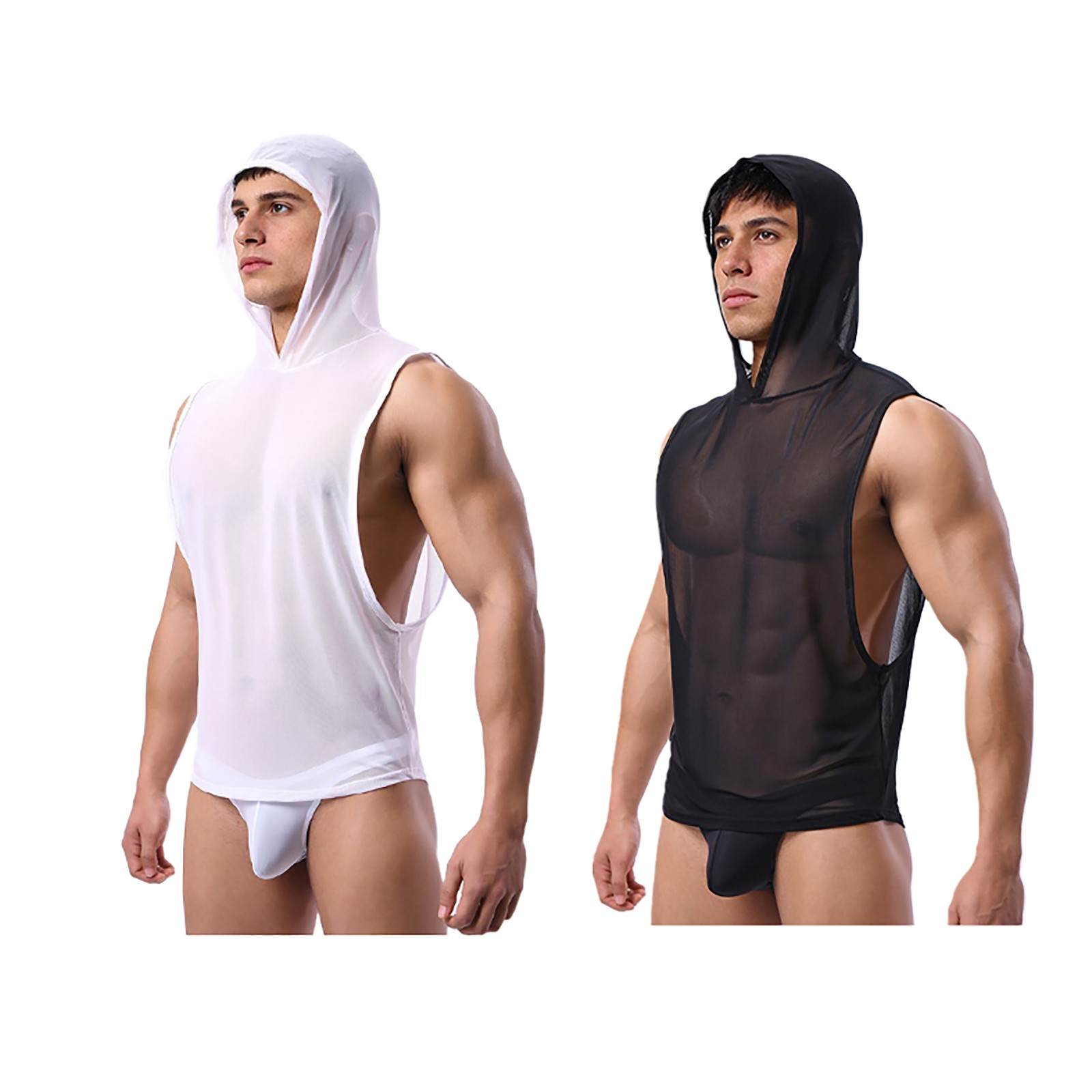 Men’s Tank Top Basic T-Shirt Breathable Shirts Nightclub Undershirts Sheer Vest