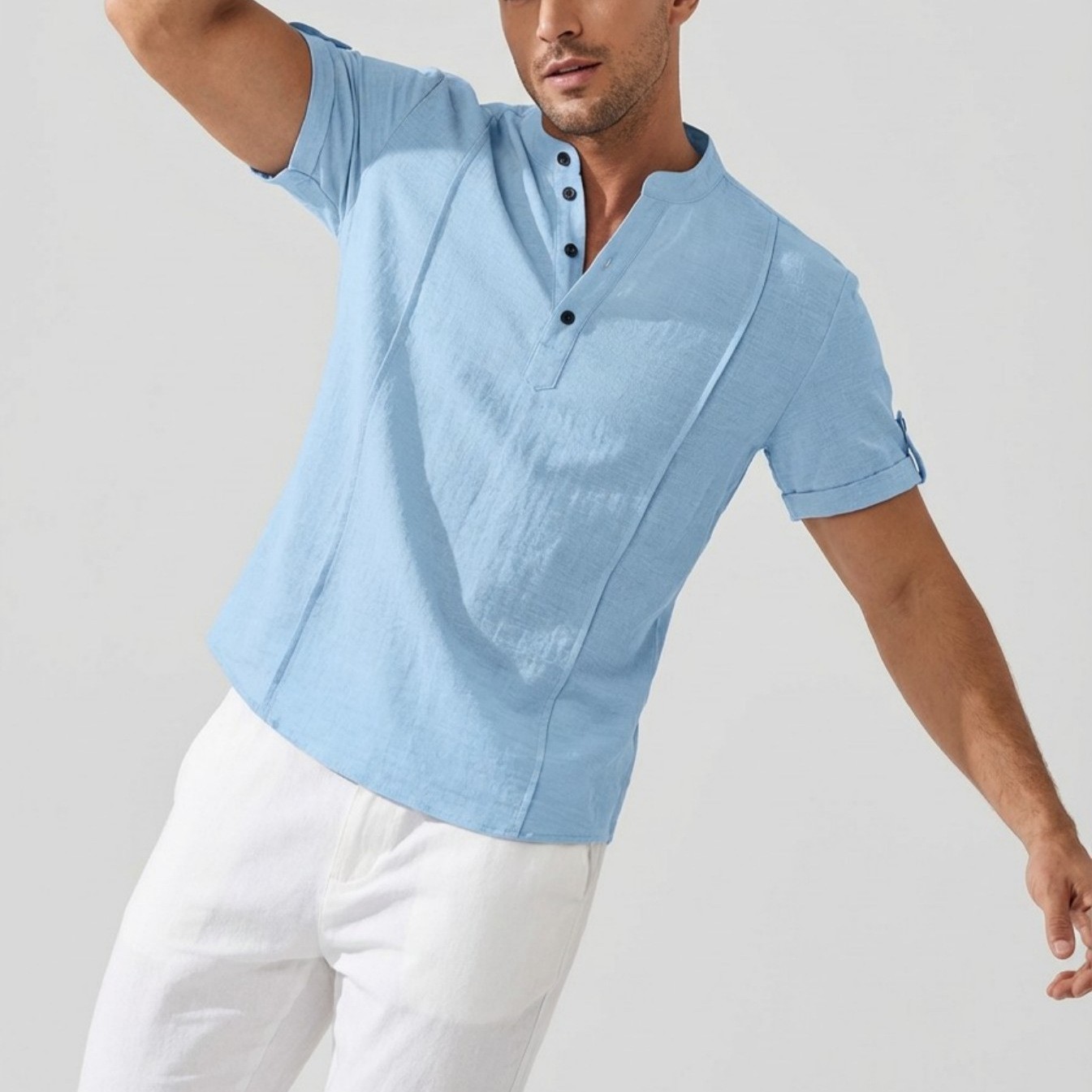 Comfortable And Casual Pleated Short-sleeve Polo Shirt