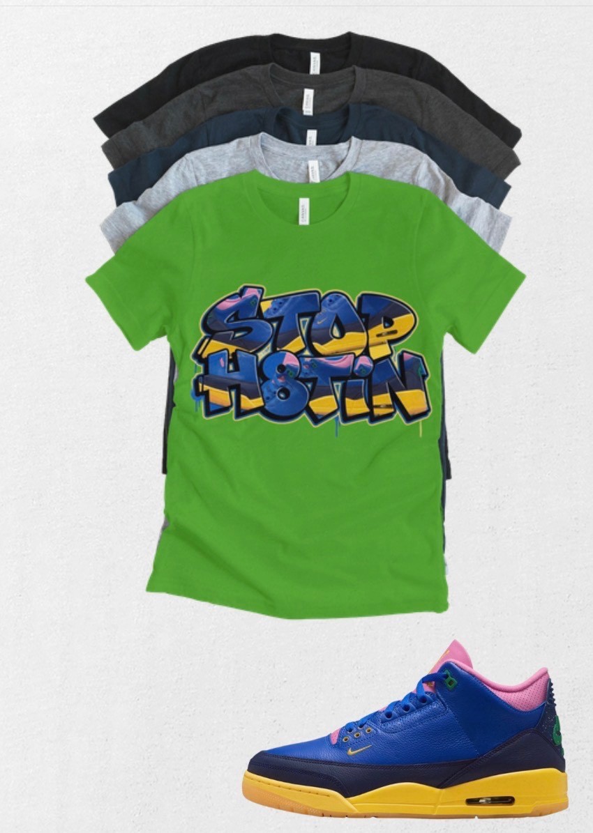 Custom Printed T-shirt to match Jordan 3 OG Retro Jordan 3 “Brazil” Stop Hating