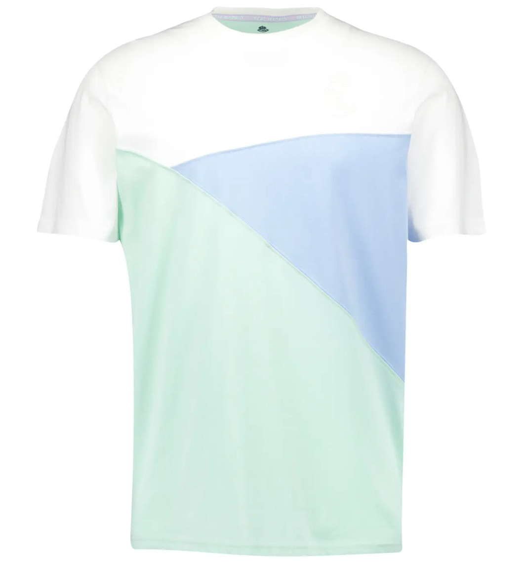 Real Madrid Men’s Pastel Diagonal Panel T-shirt Tee Multicolor Size M NWT