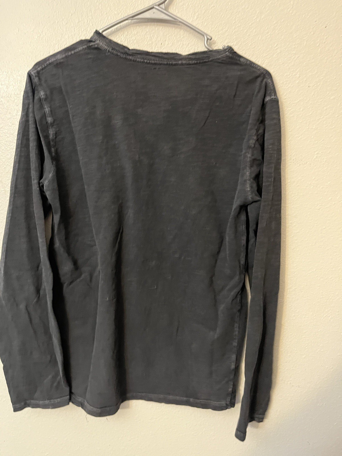 Lucky Brand Charcoal Gray Long Sleeve Henley T Shirt Mens S Snap Button Earthy