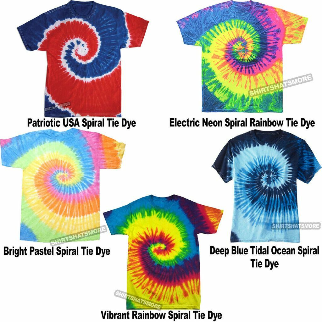 Mens Tie Dye T-Shirt USA, Neon Pastel, Ocean Rainbow Spiral Tye Die Tee S M L XL