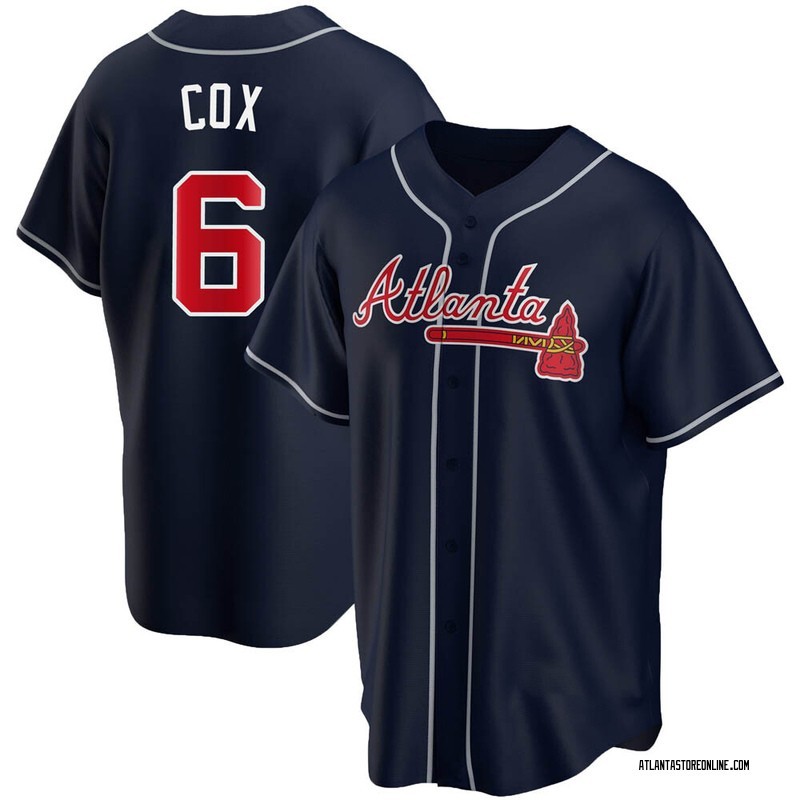 Bobby Cox #6 Men’s Home Baseball Jersey Navy L453