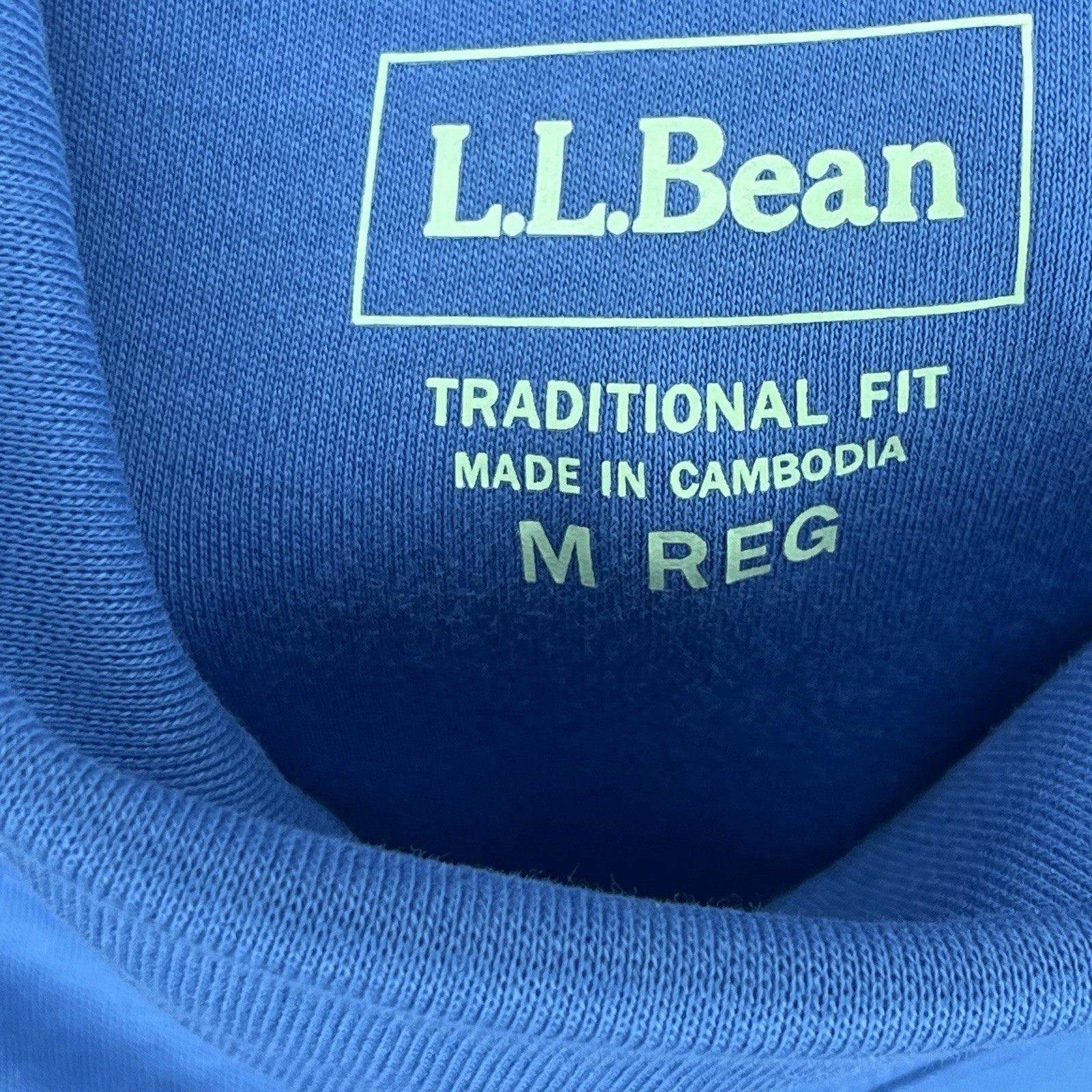 L.L.Bean Blue Mock Neck Shirt Men M 100% Cotton Long Sleeve Casual (NEW)